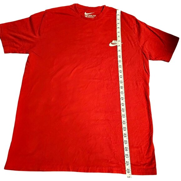 Nike Red Athletic Cut Cotton Tee XL Mens Crewneck T-Shirt With White Logo - Picture 4 of 5